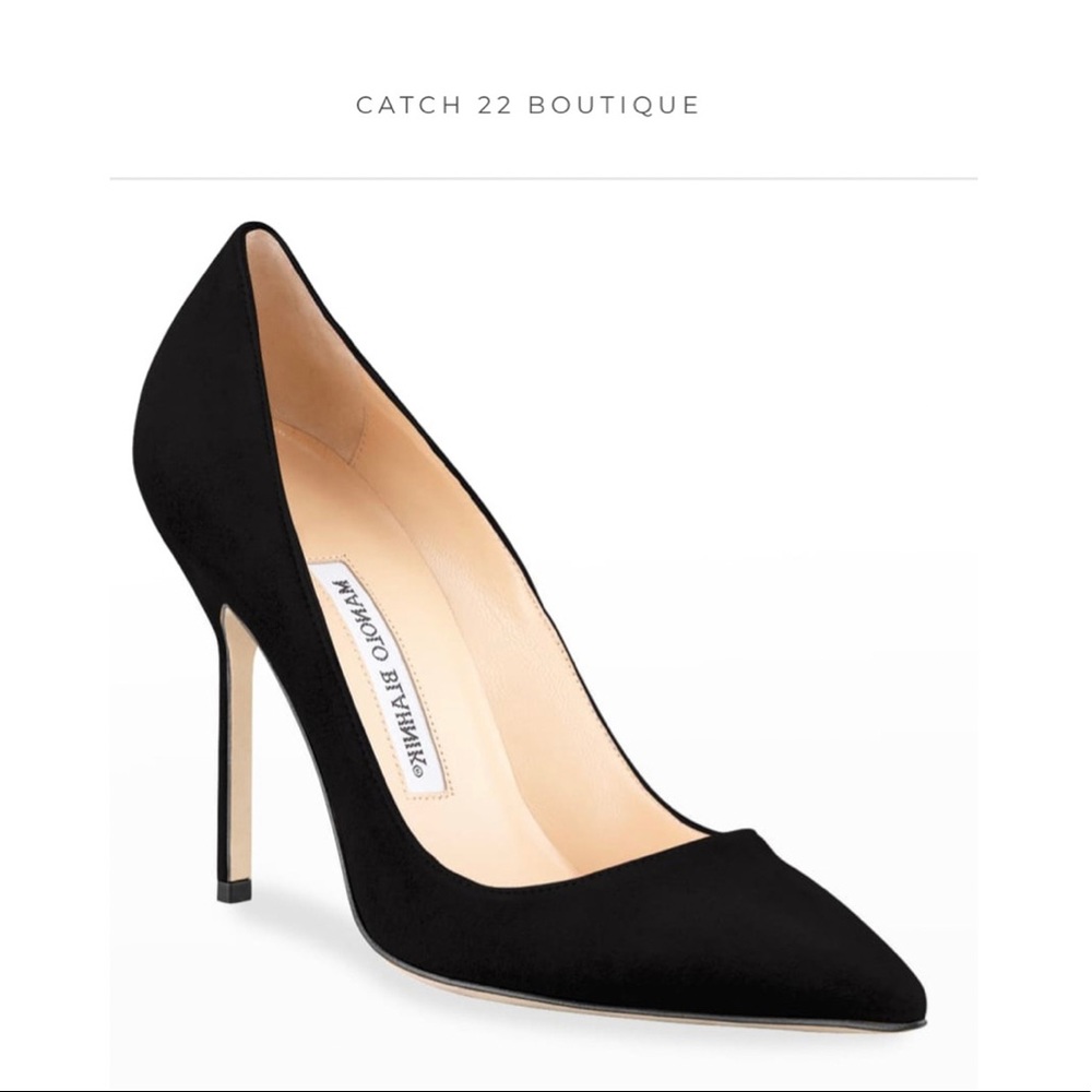 Manolo Blahnik Black Suede Pump Sz 38.5 US 8